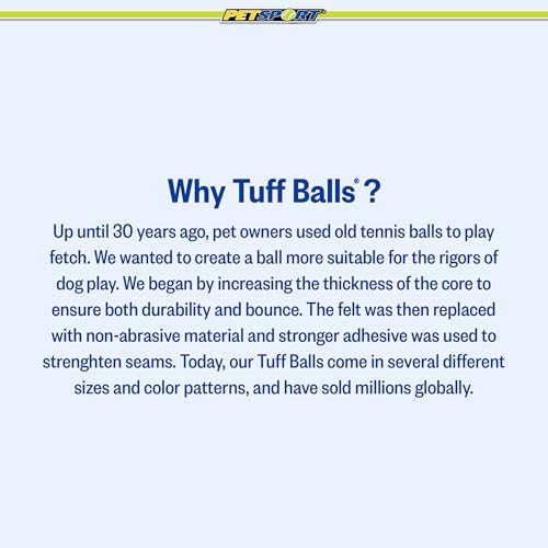 PetSport Giant Tuff Ball - Giant Tennis Balls for Dogs, Great for Boredom & Aggressive Chewers, Tennis Balls for Large Dogs, Certified Non-toxic, Wonâ€™t Wear Down Teeth - 4" (6 pack)