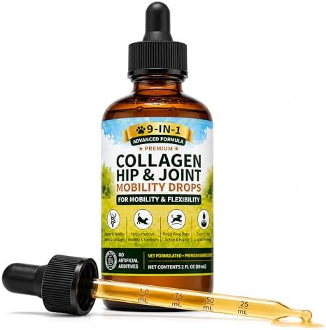 Collagen for Dogs,Dog Hip and Joint Supplement,9-in-1 Liquid Collagen Types I,II & III,Joint Pain Relief for Dogs,Recover Normal State,Repair Skin,Coat,Salmon Flavor Easily Accepted,No Allergens