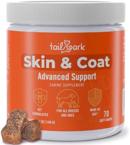Skin and Coat Supplement Omega 3 for Dogs, Salmon Fish Oil Itchy Skin Chews