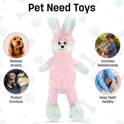 FGA MARKETPLACE Pink Rabbit Dog Toy Flat NO Stuffing NO Squeak, Funny Style Will Entertain Your Pet for Hours, Recommended for Small and Medium Dog 21 INCH Long