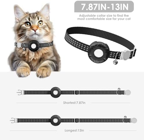Cat Tracker, GPS Tracker for Cats, No Monthly Fee, Pet Tracker for Cats Compatible with Apple Find My App (Only iOS), Real-Time Tracking, Smart Alerts, Up to 1-Year Battery, Waterproof
