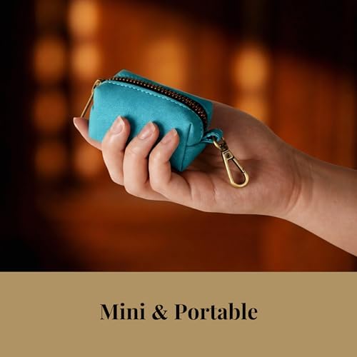 Didog PU Leather Dog Poop Bag Holder, Easy-Pull with Metal Clip, Light Blue