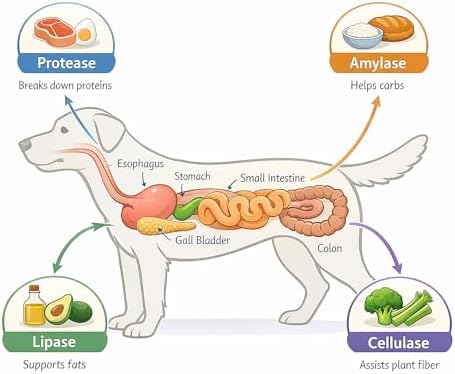 Digestive Enzymes + Probiotics for Dogs – Gut Health & Sensitive Stomach Support – Helps Relieve Gas, Bloating & Improve Digestion – Daily Digestive Aid Powder – 112 Servings – Dr. Goodpet