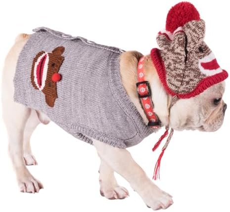 THE WORTHY DOG Sleeveless Pullover Pet Sweater,for Small Dogs, Sock Monkey
