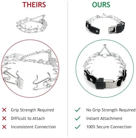 Herm Sprenger Prong Collar for Dog Training with Easy Quick Release Cliclock & ORing - German Made Dog Collar with Chrome Plated Steel 4mm Prongs for Extra Large Dogs (26-31" Neck)