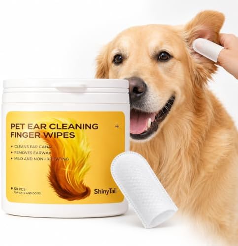 50-Count Pet Ear Finger Wipes - Wax & Odor Removal