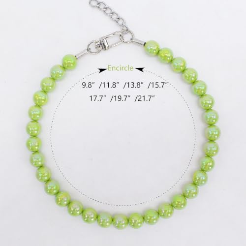 Iridescent Green Beaded Dog Collar, Fashion Pet Necklace for Small Dog