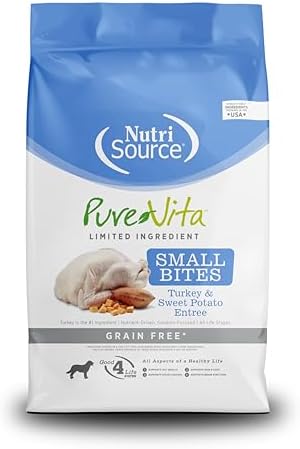 NutriSource Pure Vita Grain Free Turkey & Sweet Potato Small Bites Dog Food, 4LB