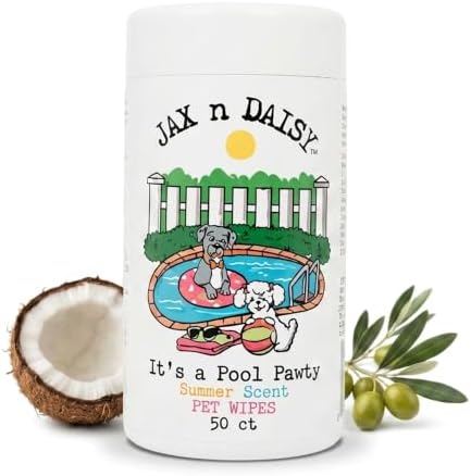 Jax n Daisy Pool Pawty Summer Scent pet Wipes cat Dog Wipes Handy pet Supplies Cleaning Products for Dogs Cats Dog Accessories Products for Cats cat Ear Cleaner Supplies