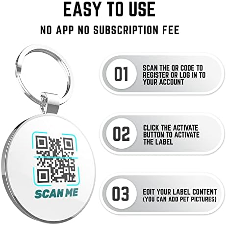 Custom Dog ID Tags, Personalized Pet ID Tags with QR Code, Free Online&Scan QR Receive Instant Location Alert Email