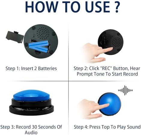 6 Pack Voice Recording Button, Dog Training Talking Buttons