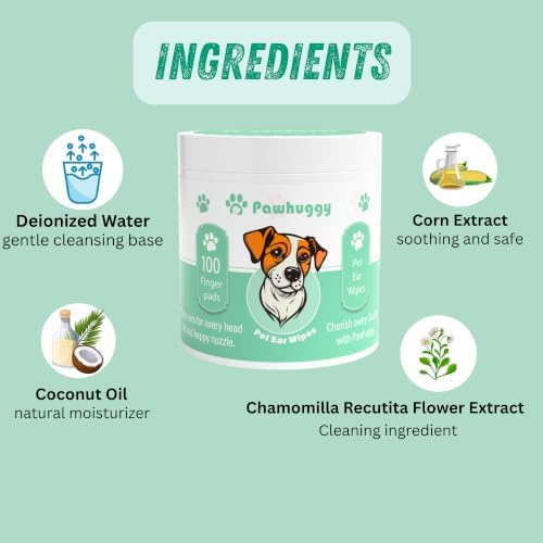 Dog Ear Cleaner - 100 Dog Ear Wipes for Dogs, Cats & Puppies