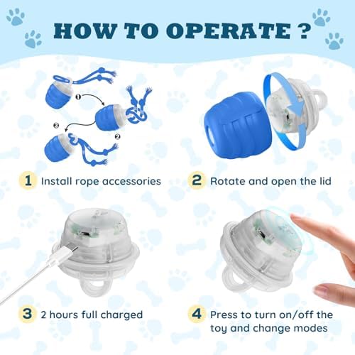Interactive Dog Toys -Automatic Moving and Rolling Dog Toy for Large/Medium