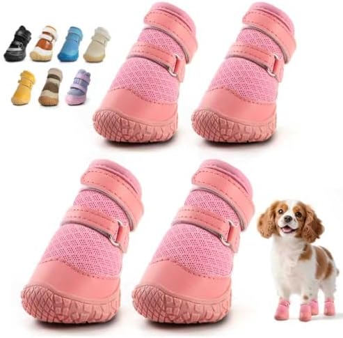 Dog Shoes for Small Dogs, Pink, Size 1