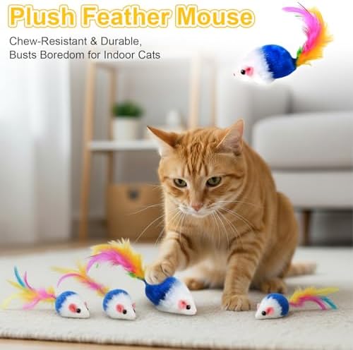 2-Pack Interactive Cat Toys Ball for indoor Cats＆Dog,Automatic Cat Toy with Smart Obstacle Avoidance &Bird Chirps ,Includes 4 Cat Spiral Spring,Cat Enrichment Toys for Indoor Cats(Orange＆Blue)