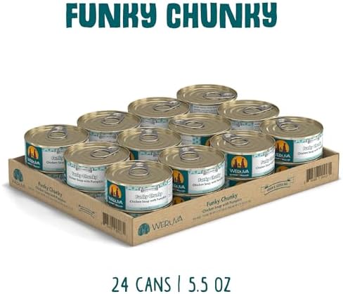 Weruva Classic Dog Food, Funky Chunky Chicken Soup with Chicken Breast & Pumpkin in Gravy, 5.5oz Can (Pack of 24)