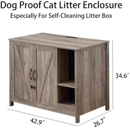FOREST GRAVITY Extra Large Litter Box Cabinet for Self-Cleaning Litter Box