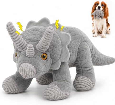 YINEYA Squeaky Plush Dog Toys for Puppy,Crinkle Stuffed Chew Toy,Interactive Tug of War Doggie Toy,Keep Them Busy, Birthday Gift for Puppy Small Medium Dogs-Gray