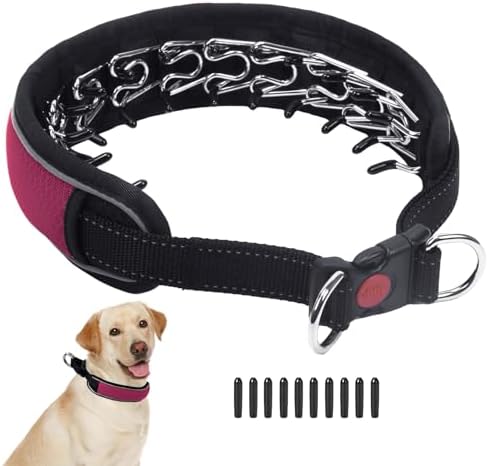 Martingale No Pull Dog Collar for Large Medium Dogs Training Walking, Heavy Duty Nylon Reflective Adjustable Anti Pull Slip Collar with Buckle S Wine Red