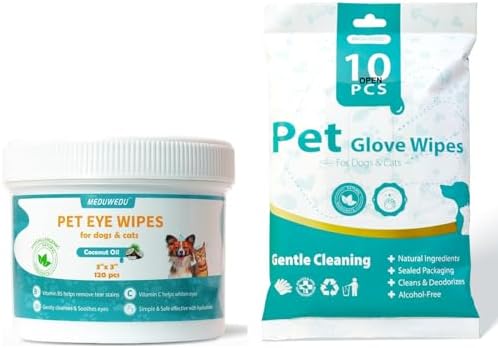 MEDUWEDU Coconut Eye & Coat Care Set – Eye Wipes + No-Rinse Glove Wipes