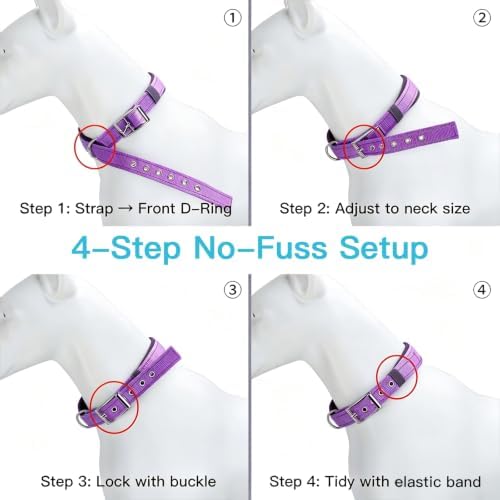 Reflective Soft Padded Dog Collar, 4 Sizes Adjusta Nylon Pet Collar