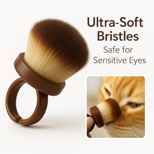 Pet Tear Stain Brush for Dogs and Cats – Soft Cats eyeBrush for Tear Marks and eye Excrement – Dog Makeup Face Brush for Grooming and Powder Application