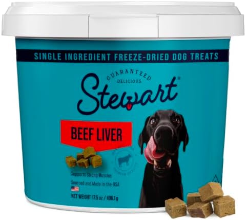 Stewart Freeze Dried Dog Treats, 100% Beef Liver, 17.5 oz Tub