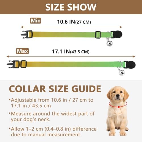 Yellow Green Gradient Metal Bell Included Pet Collar 2 Pack Pet Collars for Cats