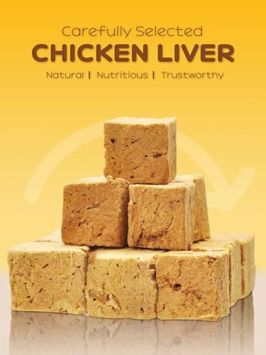 7 OZ Freeze Dried Chicken Liver Treats for Dogs Cats, High Protein Raw Dog Food Topper, Single Fresh Ingredient Treats, Rawhide Free