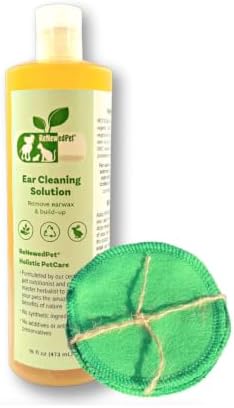 ReNewedPet All Natural Pet Ear Cleaner for Dogs & Cats – Dog Ear Cleaner with Ear Wax Removal, Helps Clean Dirt & Buildup (16 oz. with Cleaning Pads)