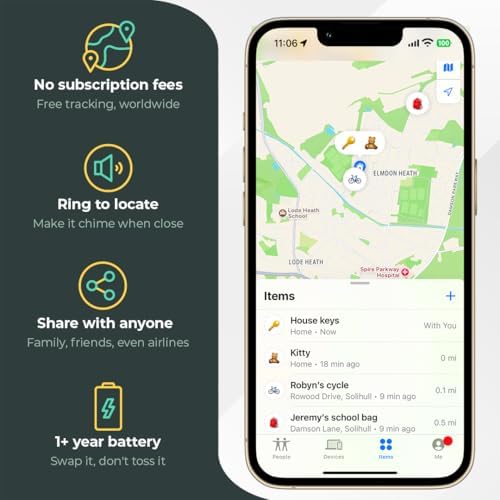 ROAM SMART TRACKER Bluetooth Item Locator: iOS & Android Compatible | Waterproof Tracker for Keys, Luggage, Kid & Pet Gear, Built-in Elastic Strap, No Extra App or Fees, Fast Setup, 6-Pack