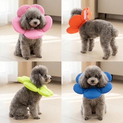 Soft Cloth Dog Recovery Collar, Adjustable Hook and Loop Pet Cone E-Collar, Post Surgery Protective Neck Cone for Small Medium Dogs & Cats(S,Blue)