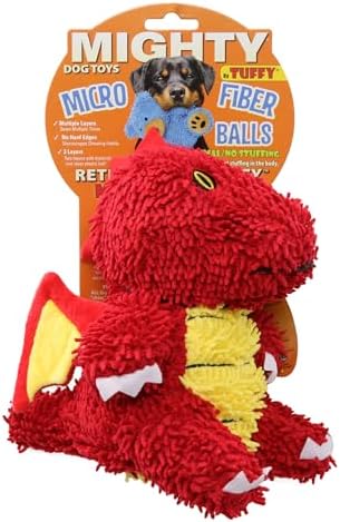 MIGHTY Tuffy Microfiber Medium Ball Dragon Dog Toy