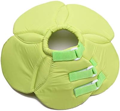 Dog Cone E-Collar Flower Soft Elizabethan Waterproof Grooming Recovery Protective Adjustable Collar for Puppy Small Medium Dogs (L Neck: 13-15in, Green)
