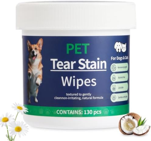 NANEEZOO Pet Eyes Wipes for Dogs & Cats, Dog Eye Wipes Gently Remove Discharge, Tear Stain, Debris - Pet Eye Wash Cleaner for Eyes, Face, Wrinkle - 130pcs