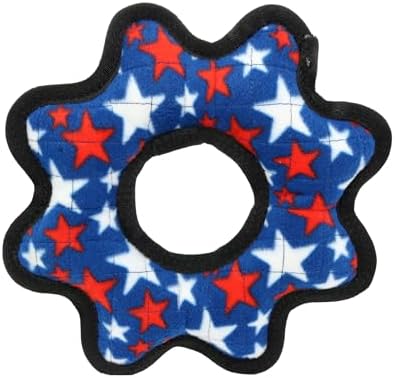 TUFFY® 2 Pack Blue Star Gear Ring Ultra Durable Plush Dog Toys