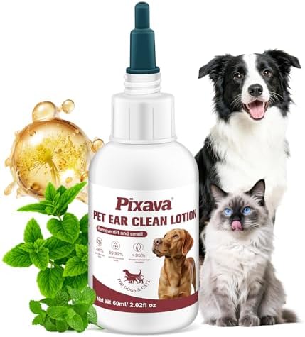 Dog Ear Cleaner Solution - Gentle Ear Wash for Dogs & Cats to Remove Dirt, Wax & Odors - Soothes Itching & Supports Daily Ear Hygiene(2.02oz)
