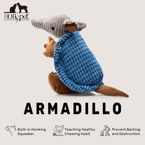 Hollypet Armadillo Squeaky Dog Toys for Medium Large Dogs, 10"