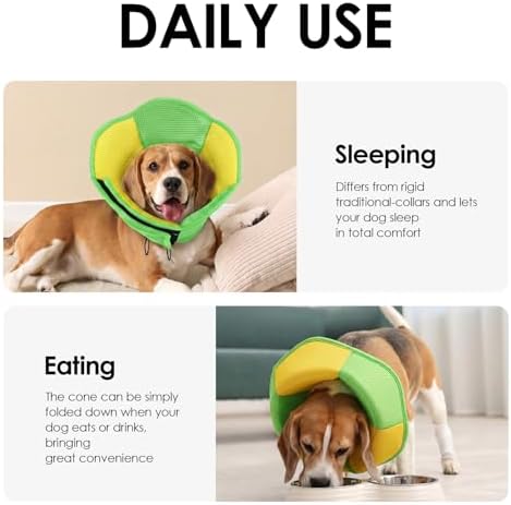 AOFITEE Large Dog Cone Adjustable Dog Cone to Stop Licking, YellowGreen XL