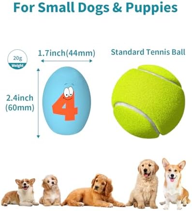 Squeaky Dog Toys for Small Dogs, 3 Pack Soft Puppy Chew Toy Set, Funny Numbers Squeaky Dog Balls, Interactive Fetch Playing Egg Balls for Puppy Small Breeds, 1.7"*2.4"