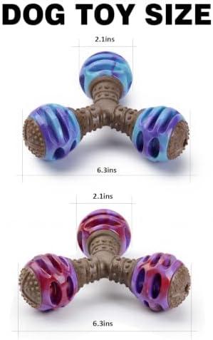 MECOOL Durable Dog Chew Toys for Medium Dogs - Squeaky Rubber Balls with Nylon Reinforcement, Interactive Lick & Chew Toy for Aggressive Chewers, Pet Teething Toy Red,Bacon Flavored