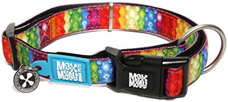 Max & Molly Urban Pets Smart ID Dog Collar - Soft Neoprene, Waterproof, Machine Washable, Power Buckle, Gotcha! QR Tag & Custom App Profile, Jelly Gummy Bears M