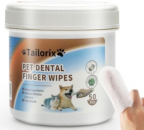 ThinkPet TAILORIX Pet Cleaning Finger Wipes for Dogs & Cats – Hypoallergenic Wipes for Mouth, Ears, Eyes & Paws, Gentle Multi-Area Care for All Ages, Fresh & Easy Grooming at Home or Travel, 50pcs