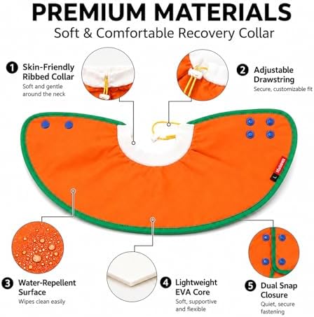 Soft Dog Cone Collar for Dogs & Cats, Adjustable Elizabethan Recovery Collar, Lightweight EPE Material, Post-Surgery Wound Protection (Orange, S)