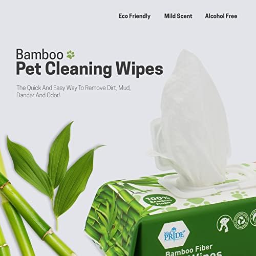 MED PRIDE Bamboo Fiber Dog Wipes 8x8 in,Biodegradable,Aloe Vera,800 Count