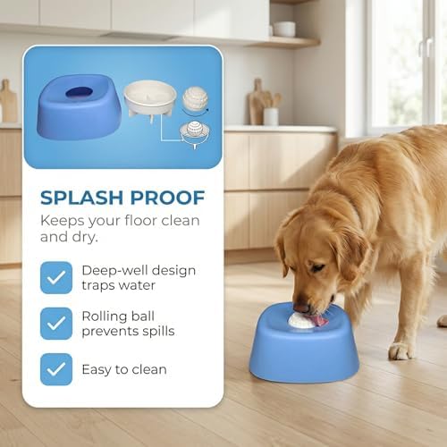 YCD-incerda Slow Feeder Lick Bowl with Rolling Ball (2,Blue)