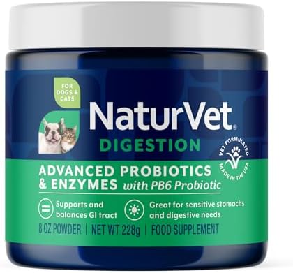 NaturVet Advanced Probiotics & Enzymes Supplements for Dogs & Cats - 8 oz