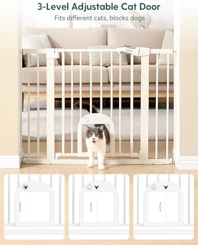 Babelio Extra Wide Baby Gate with Cat Door, CatPrivilege III, 29-55"