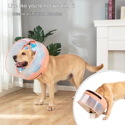 Inflatable Dog Cone Collar with Enhanced Anti-Licking, Soft Neck Donut for Dogs Cats, Recovery Pet Cone Collar After Surgery for Large Medium Small Dogs (Donut Blue, Medium+)