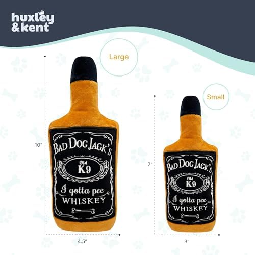 Huxley & Kent Power Plush Squeaky Dog Toy, Bad Dog Jack's Whiskey, Large
